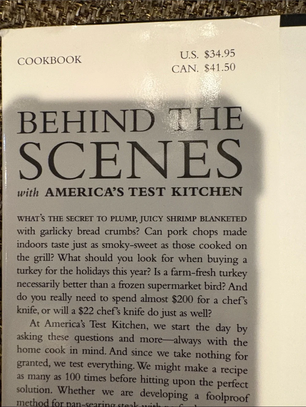 Behind the Scenes Cookbook - with America’s test kitchen